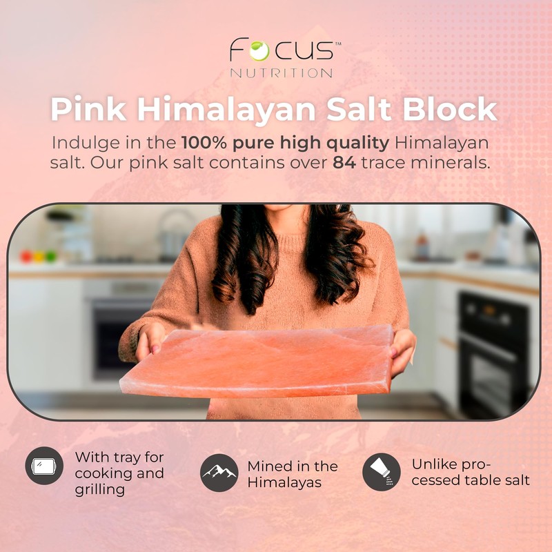 FOCUS NUTRITION Pink Himalayan Salt Block - Salt Stone For