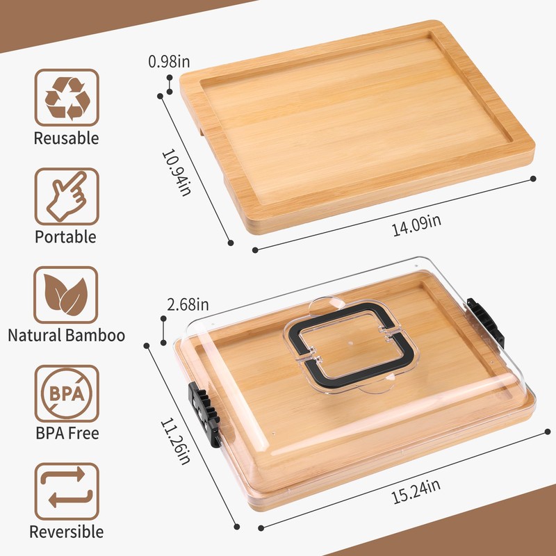 CAWIU Charcuterie Board with Lid and Handle - Portable Travel
