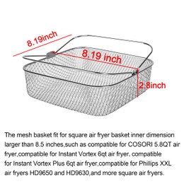 Air fryer Basket 8.19 inch Compatible for Instant Vortex,Air Fryer Accessories for COSORI,Mesh Basket