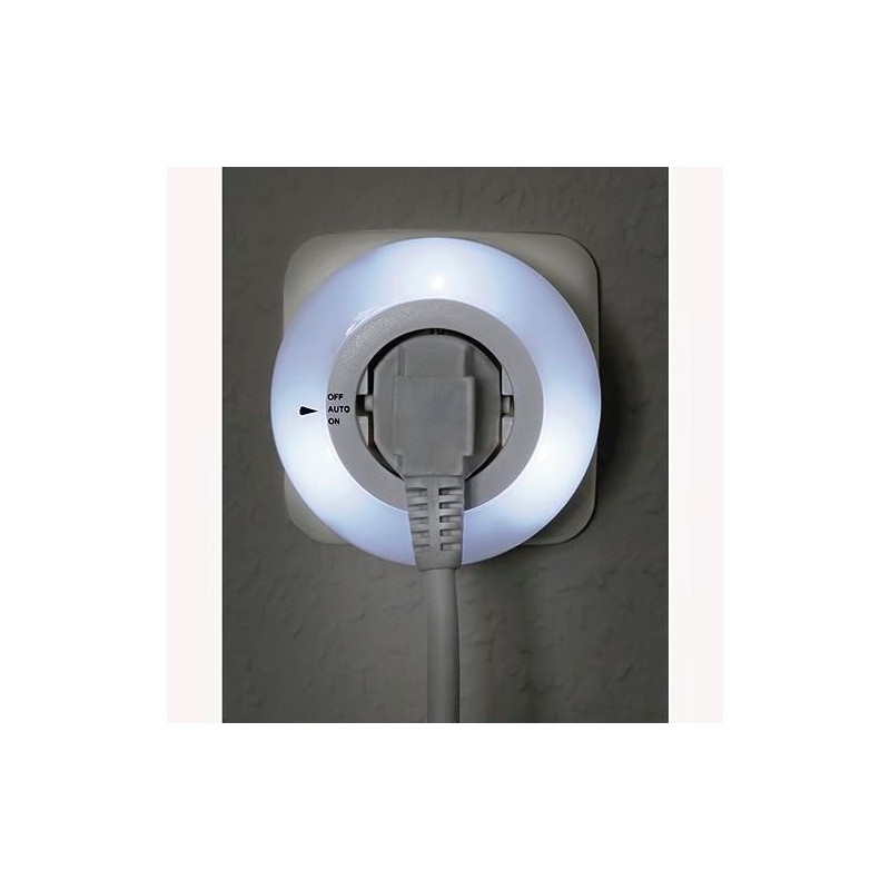 Hama LED Night Light Circle with Integrated Socket, Light Sensor,