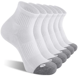 FITRELL 6 Pack Men's Athletic Ankle Socks Cushioned Sports Running Socks, Shoe Size 9-12, White