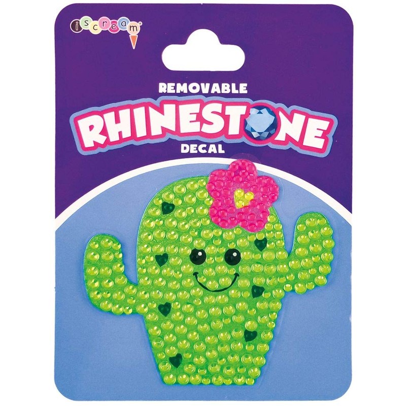 iscream Sparkly Rhinestone Sweethearts Cactus 2" Mini Vinyl Cling Decal