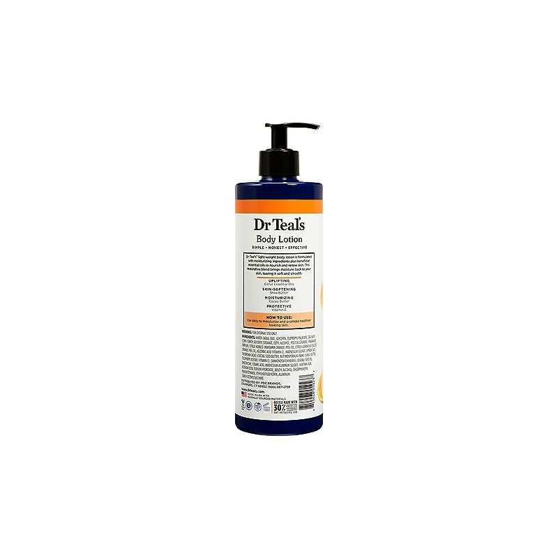 Dr Teal's, Loción Corporal Radiante con Vitamina C, Cítricos, Cacao