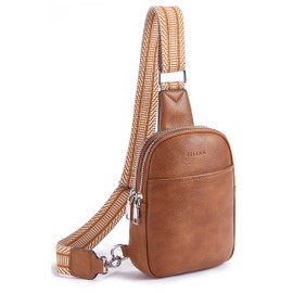 Telena Sling Bag for Women Vegan Leather Fanny Pack Crossbody Bags Chest Bag for Women Brown