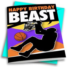 Play Strong All Star Basketball Beast Birthday Card 1-Pack (5x7) Basketball Sports Birthday Cards Greeting Cards - Awesome for Basketball Players, Coaches and Fans Birthdays, Gifts and Parties!