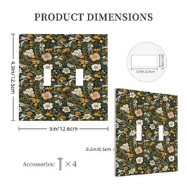 YIJIKJY Light Switch Cover Plate Morris Style Botanical Flowers Vintage Floral 2 Gang Double Toggle Decorative Switch Plates Wall Plates Electrical Faceplate for Bathroom Bedroom Decor