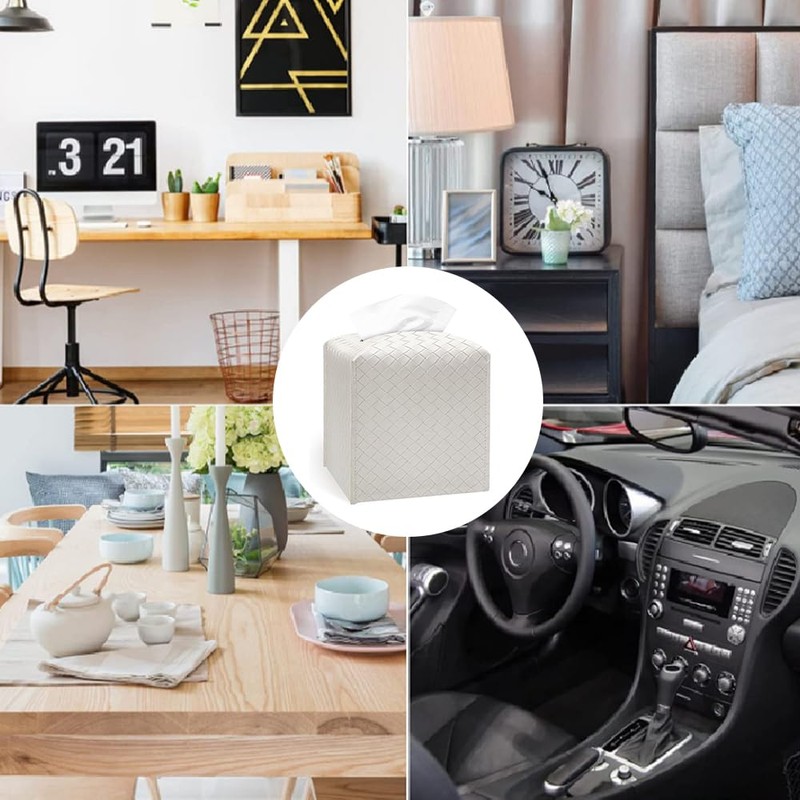 PU Leather Tissue Box Cover – Square Tissue Holder with