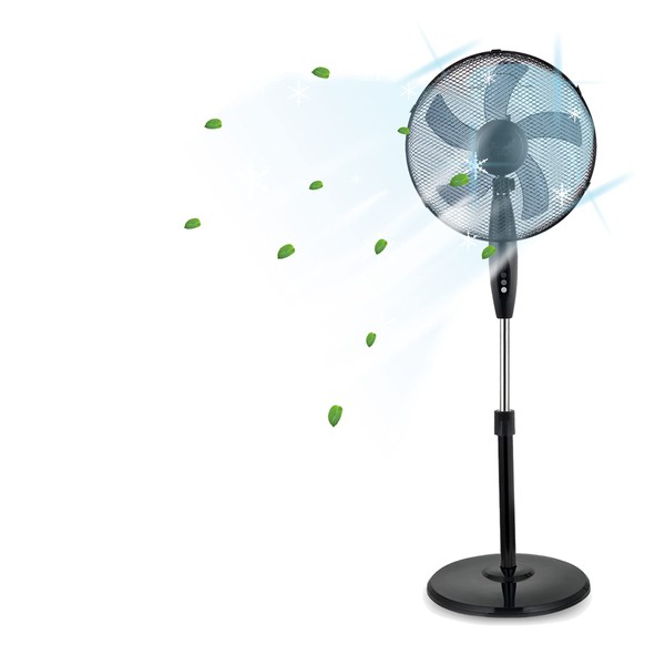ACCURATE Heavy Duty 5 Blade Pedestal Stand Fan, 140cm Adjustable Height, 3 Speed Setting, Heavy Round Base, Oscillating, Tilting head [Energy Class A+++]