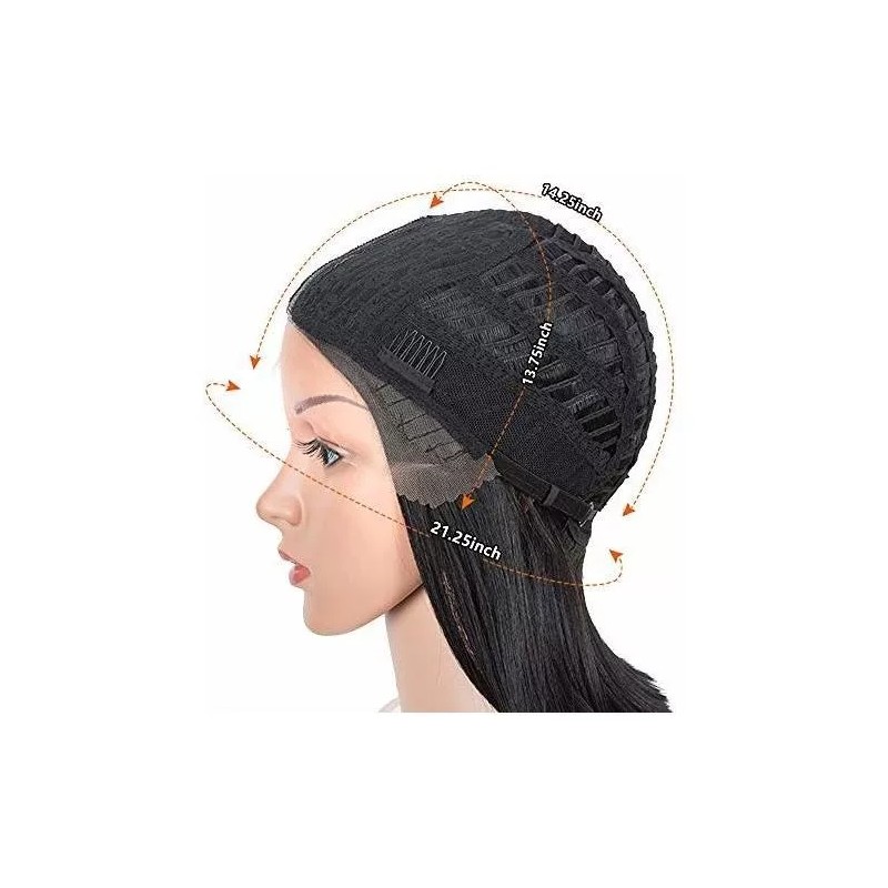 NOBLEe Peluca Negro Liso 31.7 Cm Con Fleco Noble