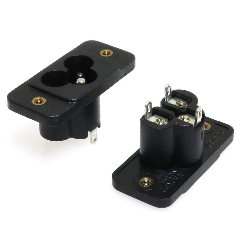 E-outstanding C6 Panel Mount Plug Adapter 2PCS 3Pins 250V 10A