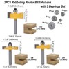 1/4 Inch Shank Rabbet Router Bit Set, 3 Pieces Carbide