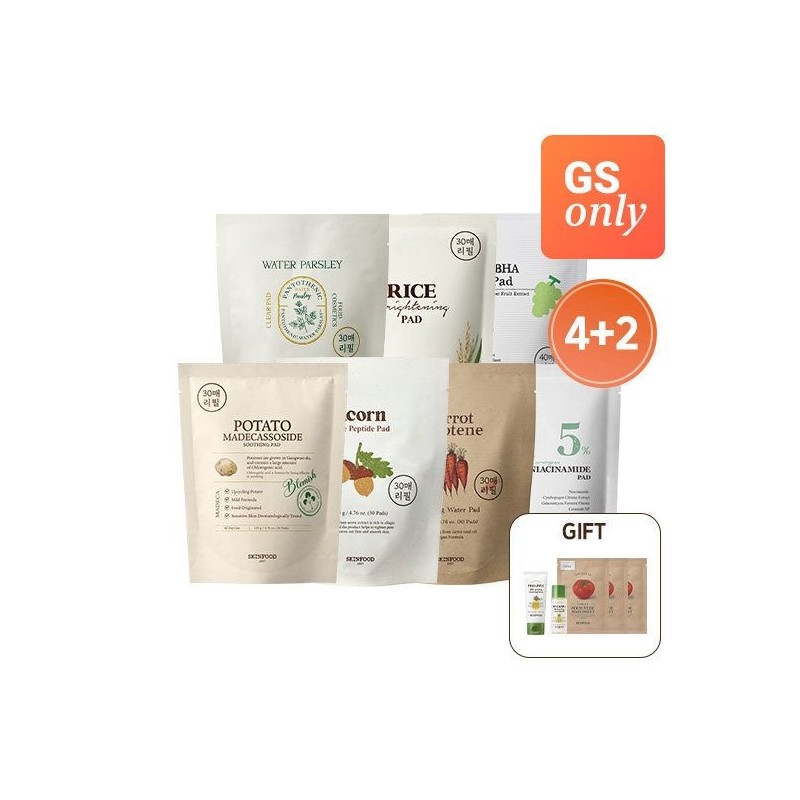 skin food [스킨푸드] 패드리필 4+2 교차선택 +증정 파인애플 폼 30ml+오일