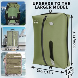 ONTYZZ Two Pack Green Travel Vacuum Compression Bags Reusable Compression Bag with IPX8 Waterproof Zipper Space Saver Vacuum Bags for Suitcase,Large（NO PUMP!）