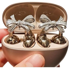 Bow Rhinestone for Clip on Earbuds Open Ear Accessories, Elegant Zirconia Decorative Earphone Accessories, Removable Exquisite DIY Decoration