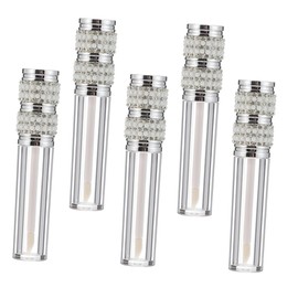Ipetboom 5pcs Rhinestone Lip Gloss Holder Compact Lipstick Containers Covers for Travel and Lightweight Lip Balm Bottles for Women