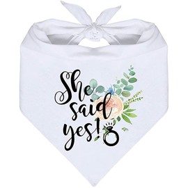 She Said Yes Dog Bandana, White Pet Scarf Proposal Wedding Engagement Party Dog Bandana Dog Photo Props Accessories