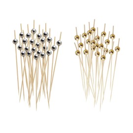 200 Pieces Fruit Picks, Round Pearl Fruit Picks, Cocktail Skewers Set, Snack Fruit Fork, Fruit Plate Decoration Skewers, Finger Food Skewers, Suitable for Parties and Gatherings