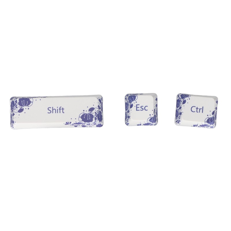 10PCS Key Caps Dye Sublimation Processblue and White Porcelain Style
