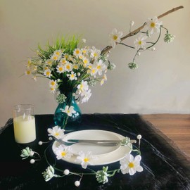 Chrysanthemum Garland Artificial Plant, 6.56 Feet Daisy Succulent Plant Decoration Garland Wedding Artificial Flowers Wreath Artificial Plant Holiday Wedding Home Decoration Accessories (1, White)