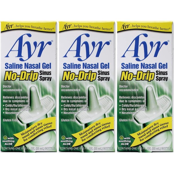 Ayr Saline Nasal Gel No-Drip Sinus Spray,0.75 Fl Oz (Pack of 3)