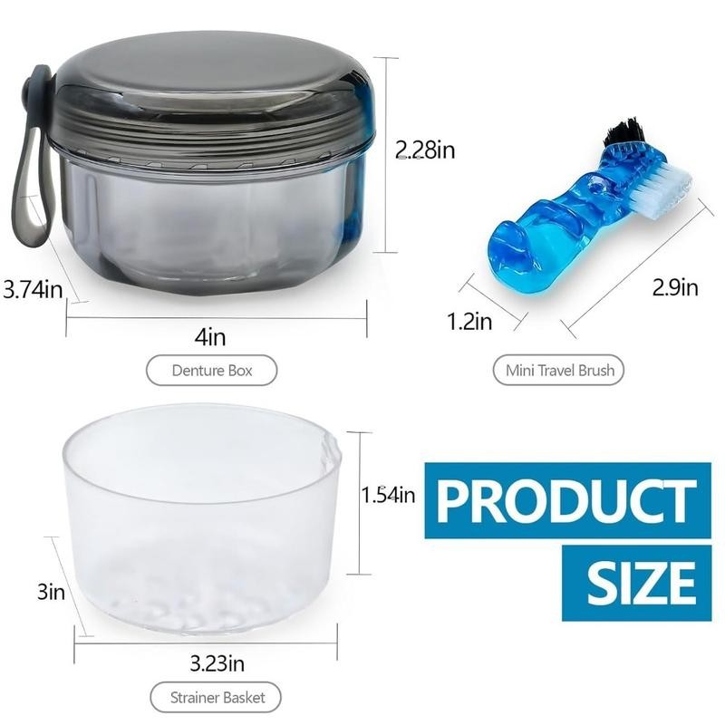 Leak-Proof Denture Cups for Soaking Dentures, Partial Dentures. Travel-Friendly Retainer,