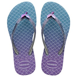 Havaianas Girls Kids Slim Glitter Sandal Blue Flip Flop, 11-12 Little