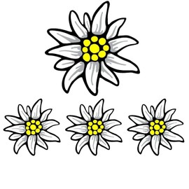 Generisch Set of 4 stickers, Alps Edelweiss Bavaria, car sticker, made in Germany