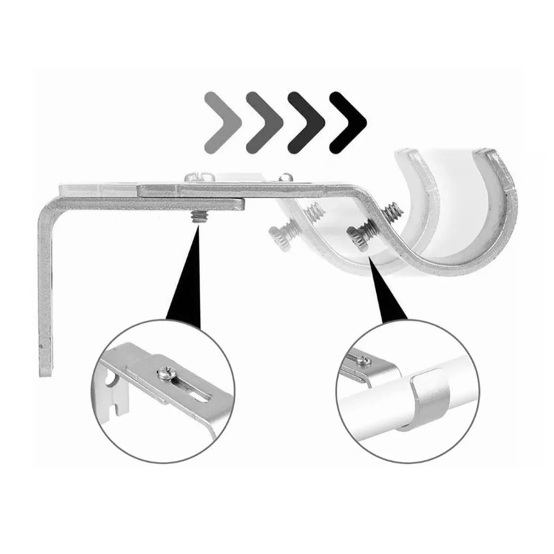 6PCS Curtain Rod Brackets Iron Adjustable Window Curtain Rod Support