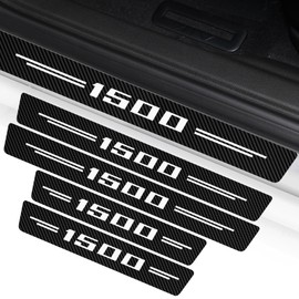 JHGFVC 4Pcs for RAM 1500 Car Door Sill Protectors, Car Door Entry Guard Threshold Scratch Protection Carbon Fiber Leather Sticker Decoration for RAM 1500 Accessories (White)