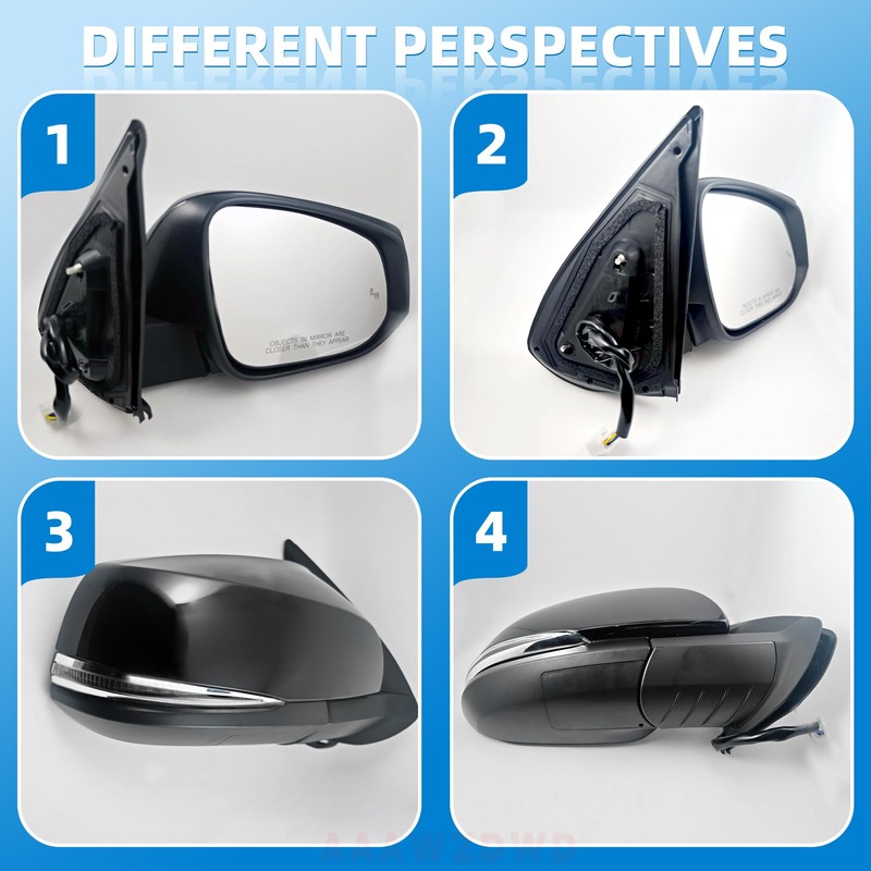Black Right Passenger Side Mirror Replacement For Toyota Tacoma 2016-2022-Power