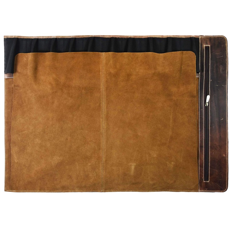 Leather Knife Roll Storage Bag, Elastic and Expandable 10 Pockets,