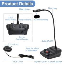 KOQICALL Window Speaker Intercom System, Window Intercom, Anti-Interference Dual Way Intercommunication Microphone and Speaker Interphone Mute Function Black for Bank, Office, Restaurant, Store