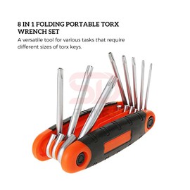 SDFIXINGS Standard and Torx/Hex Allen Wrench Key Set - Metric - Home, Household DIY, Furniture Assembly and Garage Use, Bike Motorbile Repair (Folding Torx, Orange - 8pcs)
