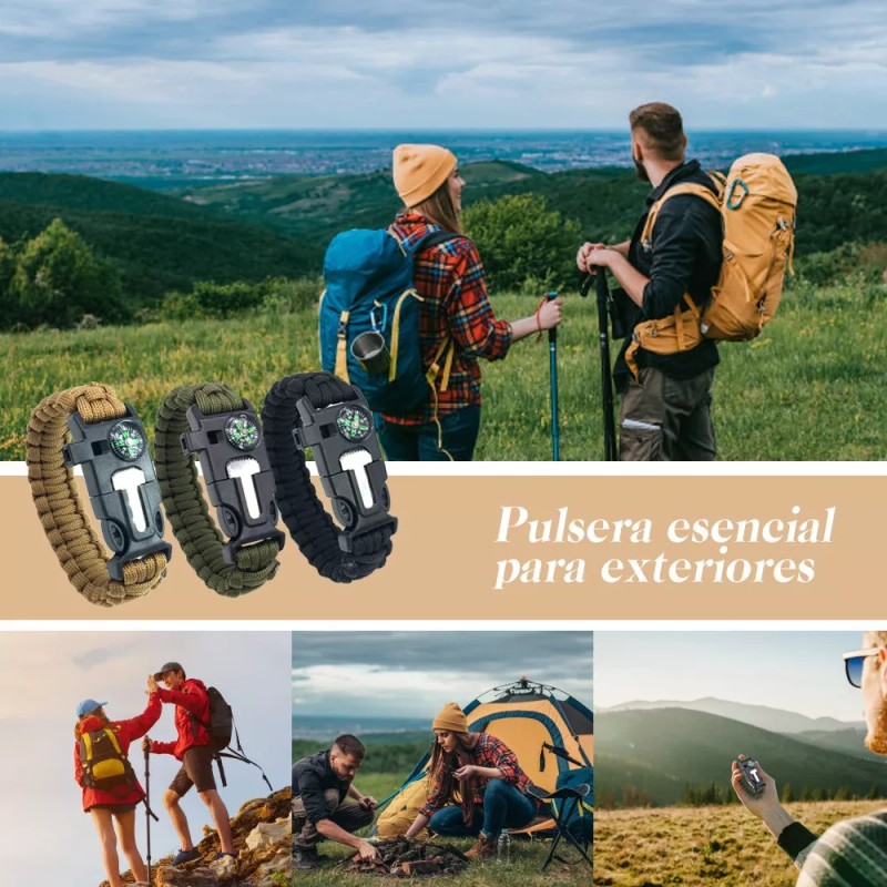 THE9SHOP Pulsera Accesorios Tactica Supervivencia Pedernal Paracord