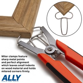 ALLY Tools Miter Clamps 12 piece with Carabiner Clip - Compatible with any Miter Clamp Plers - Use for Wood Trims, Crown Molding, Picture Frames, and Woodworking.
