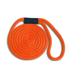 Mad Dog Solid Braid Nylon Dock Line  1/2" x 15' - Floats! Fade Proof - USA Made - ORANGE