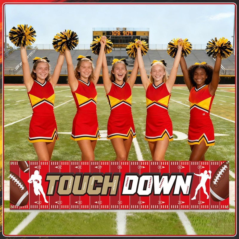 AKAIXI Large 9.8×2 ft Red Yellow and Black Touchdown Banner