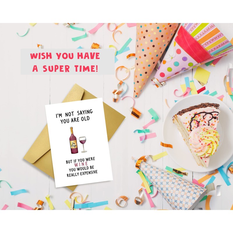 Funny Wine Birthday Card for Men Women, Happy 30th 40th