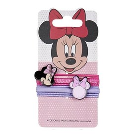 Minnie Mouse Accessory Set - 8 Hair Bobbles - Pink and Purple - Assorted Compositions - Minnie Mouse Face Pins - Original Product Designed in Spain