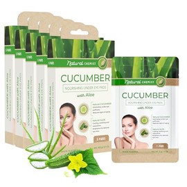Natural Chemist Parches coreanos de pepino y aloe para debajo de los ojos, para ojeras, hinchazón y arrugas, parches refrescantes y calmantes para... 