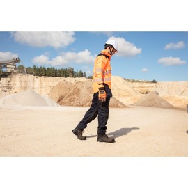 Portwest PW360 Men's PW3 Hi Vis Waterproof Extreme Rain Jacket - Reflective Breathable Premium Safety Jacket Orange/Black, Large