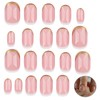 24 Pcs Golden French False Nails, Press On Nails, French