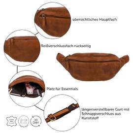 Gusti Spencer Leather Belt Bag for Men and Women, Bum Bag, Shoulder Bag, Brown Leather, brown, Retro