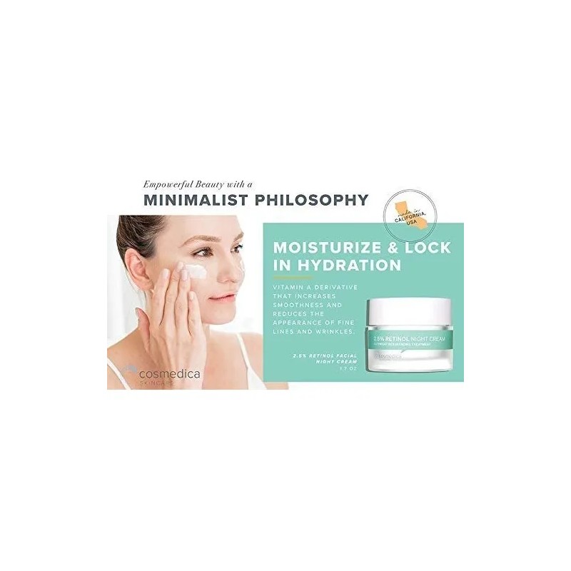 Crema Noche Retinol 2.5% Cosmedica Piel Sensible Libre Parabenos 50g