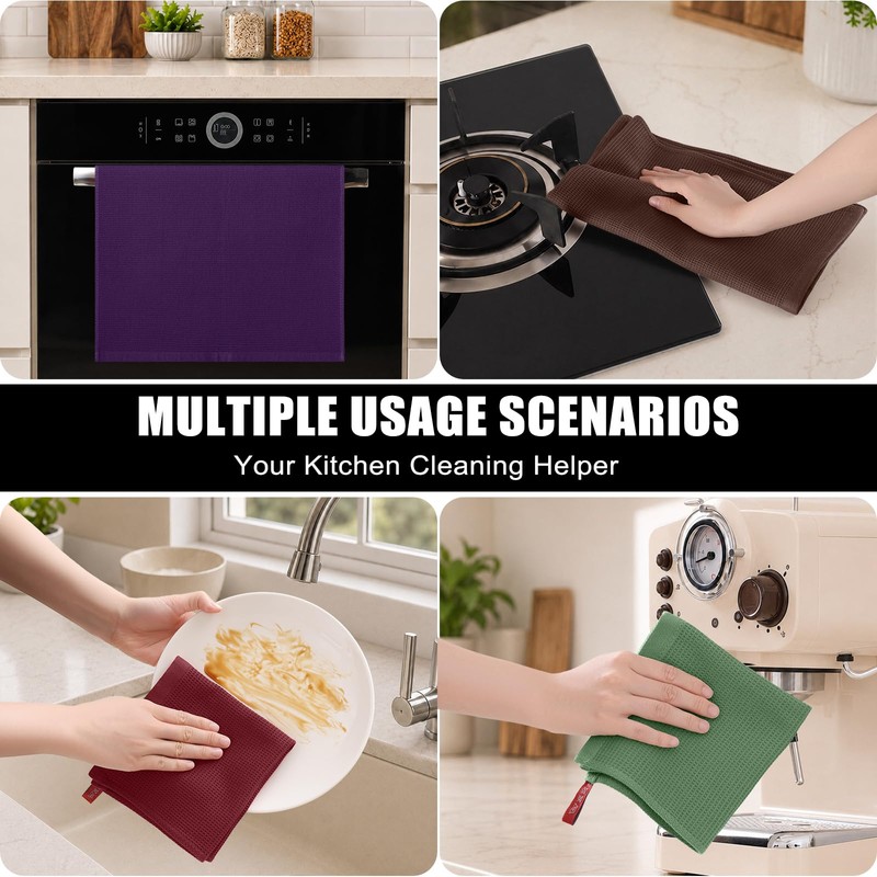 Homaxy 100% Cotton Kitchen Towels and Dishcloths Set - 8