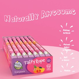 Heaven & Earth Fruit Punch Taffy Rope 19.5oz (24 Pack) | Made with Natural Colors & Flavors , No High Fructose Corn Syrup, Gluten Free, Nothing Artificial, Wonderfully Delicious!