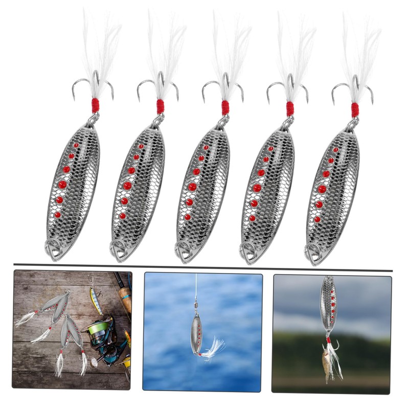 SUPVOX 5pcs Simulated Fishing Lure Fishing Baits Rotating Chicken Plume