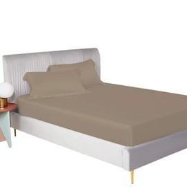 BRIT COTTON | Standard Fitted Bed Sheet 40 cm/16 Inches | 400 Thread Count | 100% Cotton Sateen | Luxurious Premium Hotel Quality Bed Linen | 90 cm x 190 cm x 40 cm | Single (SILVER)