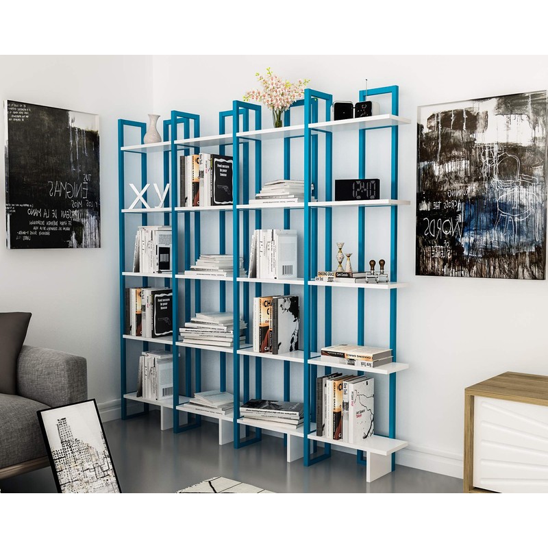 Decorotika Alice 71'' Tall 5-Tier Modern Industrial Corner Bookcase Bookshelf