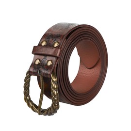 Medieval Knight Belt Guards Leather Metal Girdle Belt Punk Viking Knight Belt Retro Mens Warrior Cosplay Medieval Costume PU Leather Belt Renaissance Costume Accessory Adult Women Belt Brown Black